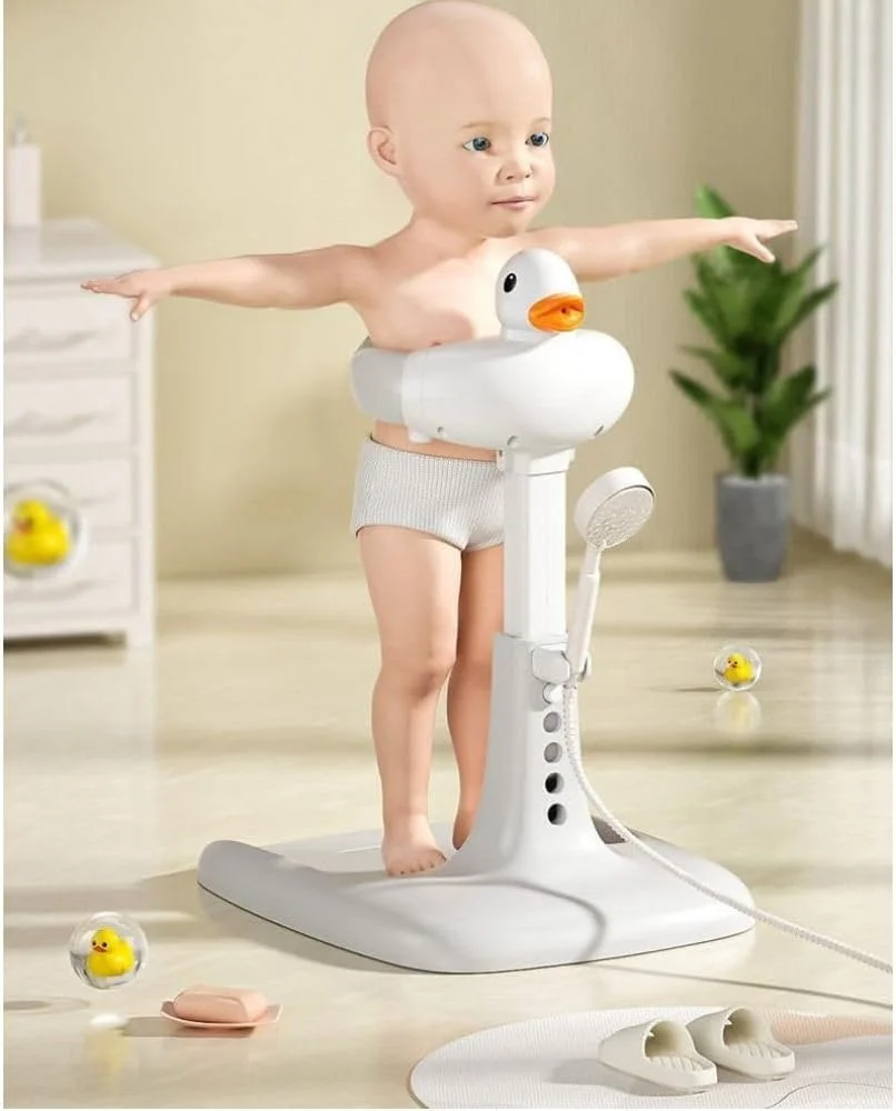 پایه نگهدارنده وان حمام کودک با طرح اردک، پشتیبانی از ستون فقرات، سفید