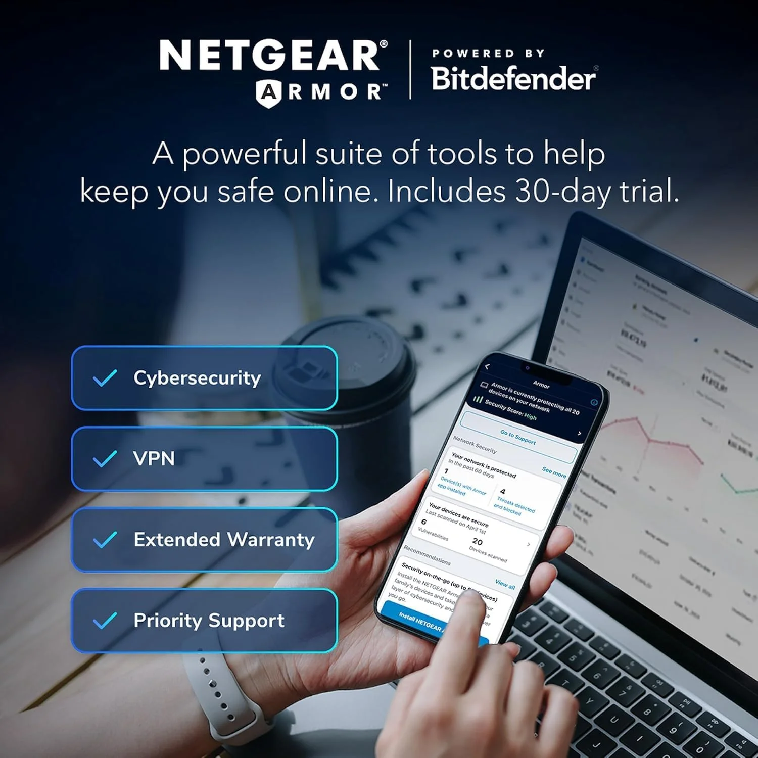 روتر وای فای 7 NETGEAR Nighthawk RS200 – دو بانده BE6500، سرعت 6.5 گیگابیت بر ثانیه، 2.5G WAN/LAN، USB 3.0، امنیت پیشرفته، 4 آنتن داخلی