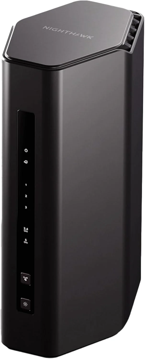 روتر وای فای 7 دو بانده NETGEAR Nighthawk (RS140) - ویژگی های امنیتی، سرعت بی سیم BE5000 (تا 5.0 گیگابیت بر ثانیه) - پوشش تا 2,250 فوت مربع، 80 دستگاه - پورت اینترنت