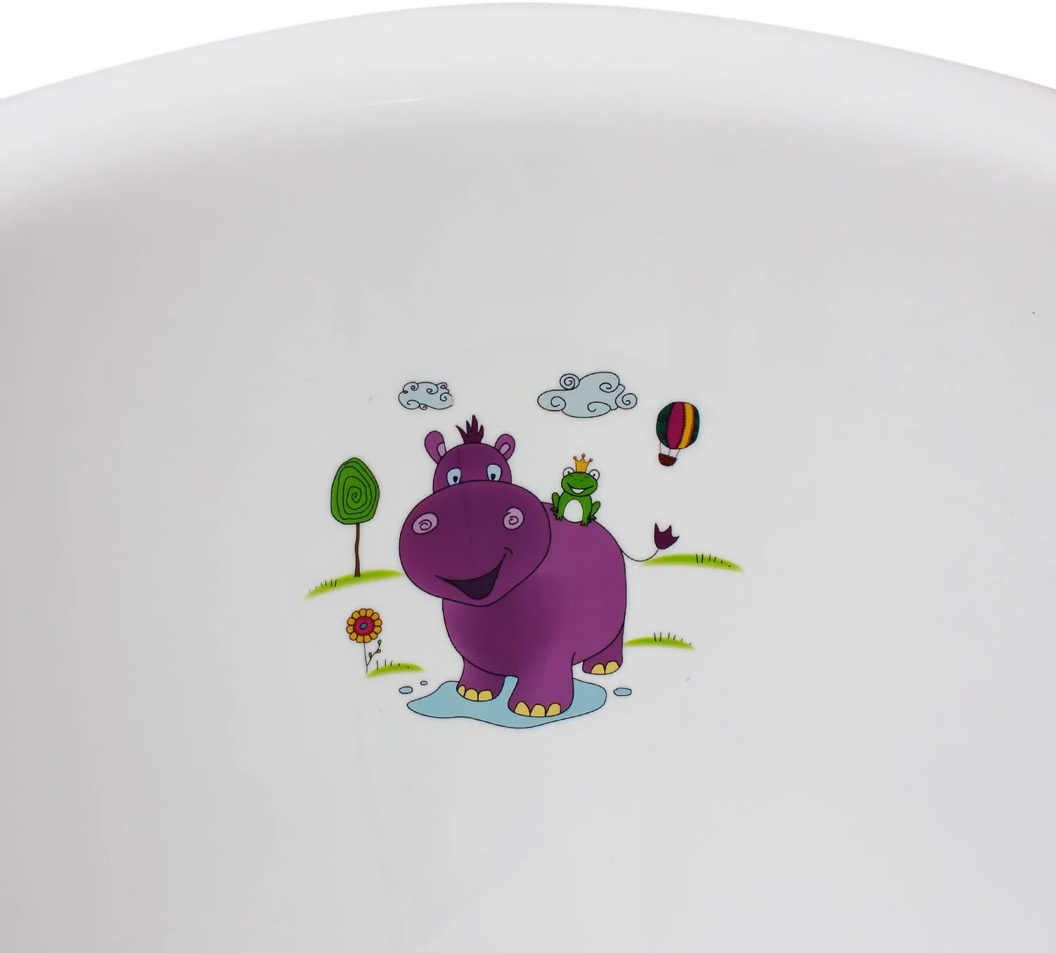 وان حمام کودک 84 سانتی‌متری کیپر با درپوش طرح اسب آبی سفید، جادار، فاقد BPA، وان نوزاد با سیستم تخلیه و لبه‌های گرد برای نوزادان و کودکان نوپا