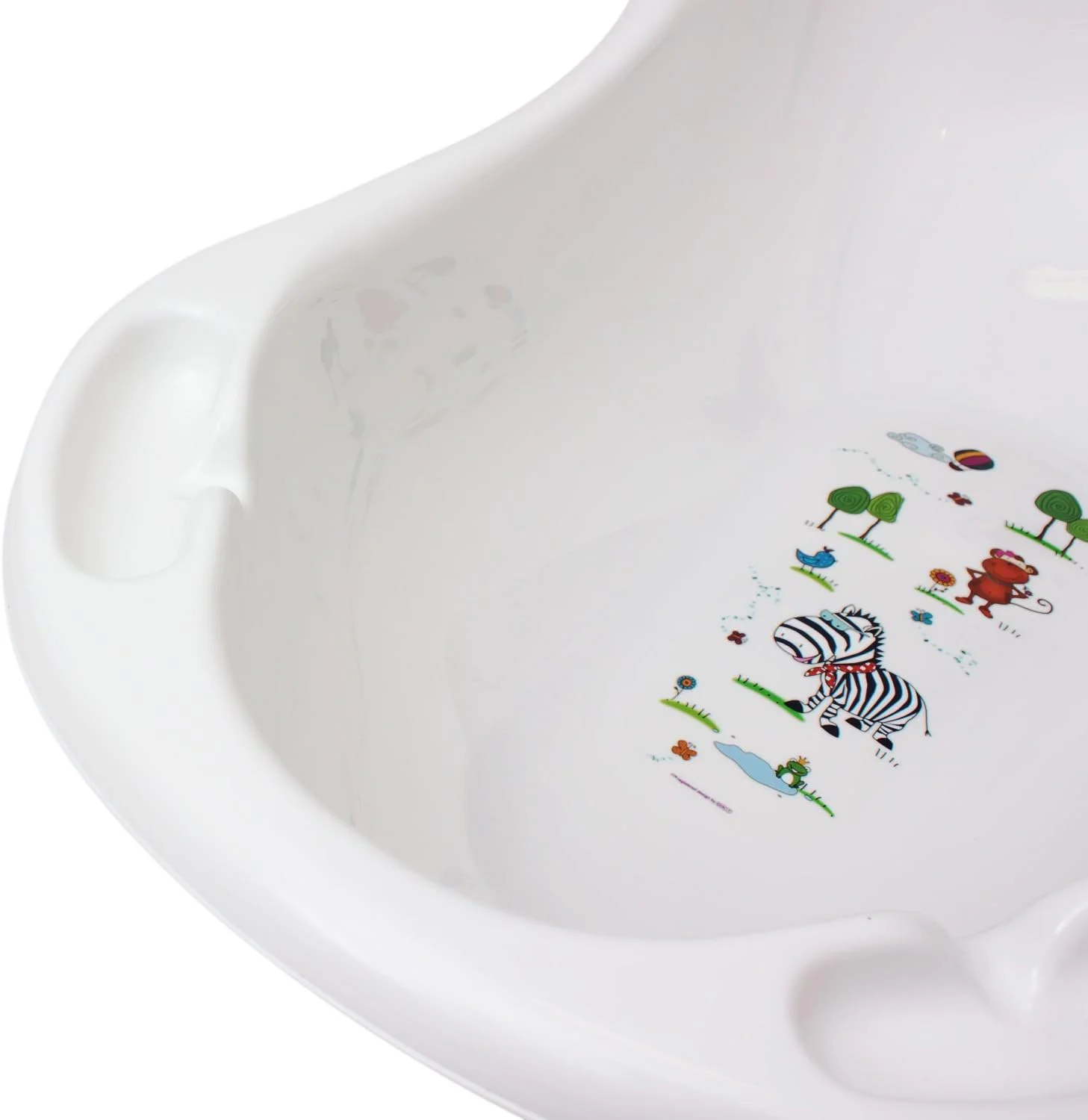 وان حمام کودک 84 سانتی‌متری کیپر با درپوش طرح اسب آبی سفید، جادار، فاقد BPA، وان نوزاد با سیستم تخلیه و لبه‌های گرد برای نوزادان و کودکان نوپا