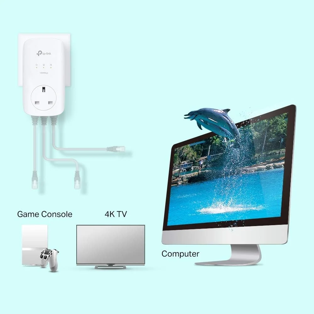کیت استارتر آداپتور پاورلاین گیگابیتی عبوری TP-Link TL-PA8033PKIT AV1300 2x2 MIMO، آداپتورهای شبکه پاورلاین با 3 پورت گیگابیتی برای تلویزیون های هوشمند یا کنسول های بازی، بدون نیاز به پیکربندی کیت استارتر آداپتور پاورلاین گیگابیتی عبوری TP-Link TL-PA8033PKIT AV1300 2x2 MIMO، آداپتورهای شبکه پاورلاین با 3 پورت گیگابیتی برای تلویزیون های هوشمند یا کنسول های بازی، بدون نیاز به پیکربندی