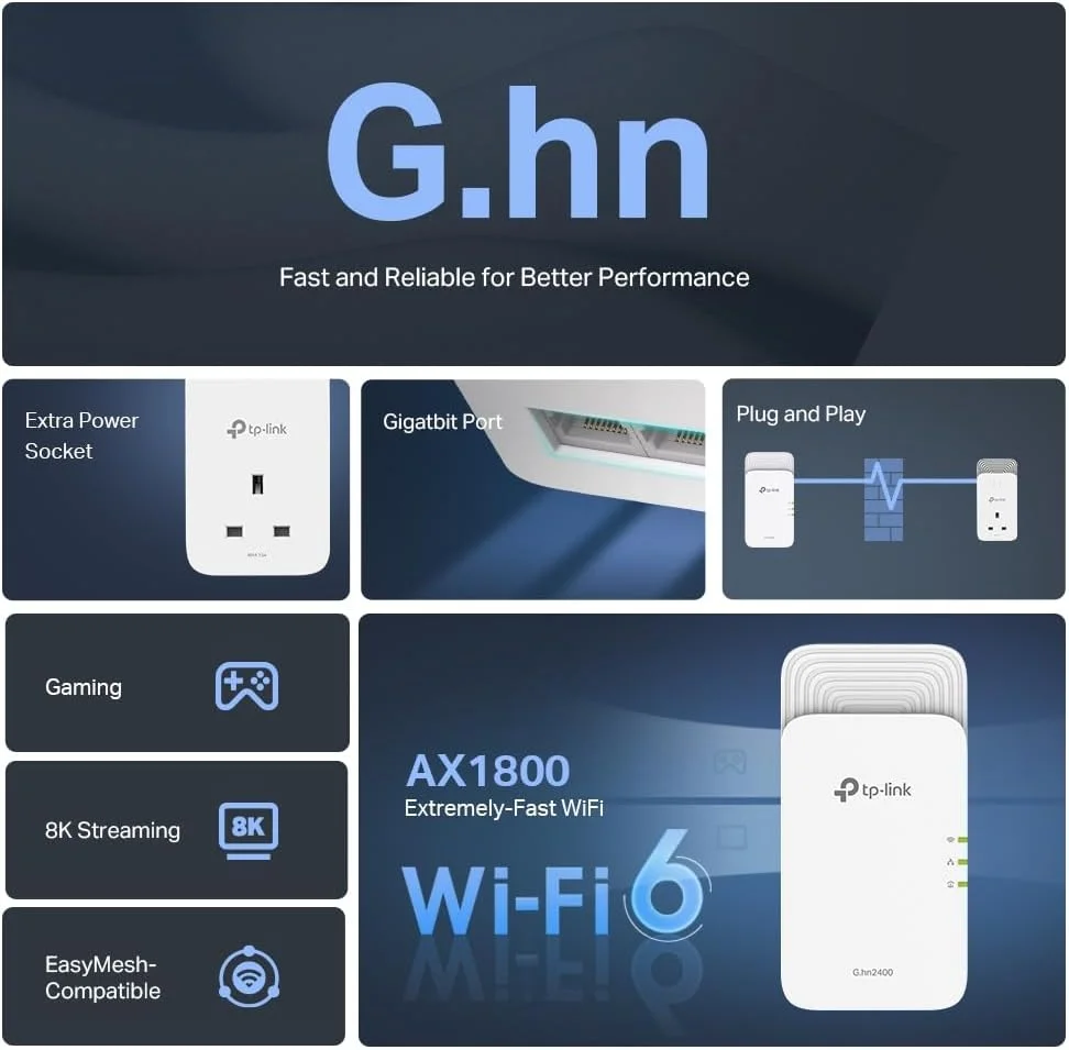 کیت پاورلاین وای فای TP-Link G.hn2440، وای فای 6 AX1800، سرعت تا 1428 مگابیت بر ثانیه از طریق پاورلاین، دارای پریز برق یکپارچه (نوع F)، ایده آل برای لذت بردن از سرویس چند تلویزیونی در خانه، سازگار با تمام باکس ها، PGW2440 KIT کیت پاورلاین وای فای TP-Link G.hn2440، وای فای 6 AX1800، سرعت تا 1428 مگابیت بر ثانیه از طریق پاورلاین، دارای پریز برق یکپارچه (نوع F)، ایده آل برای لذت بردن از سرویس چند تلویزیونی در خانه، سازگار با تمام باکس ها، PGW2440 KIT