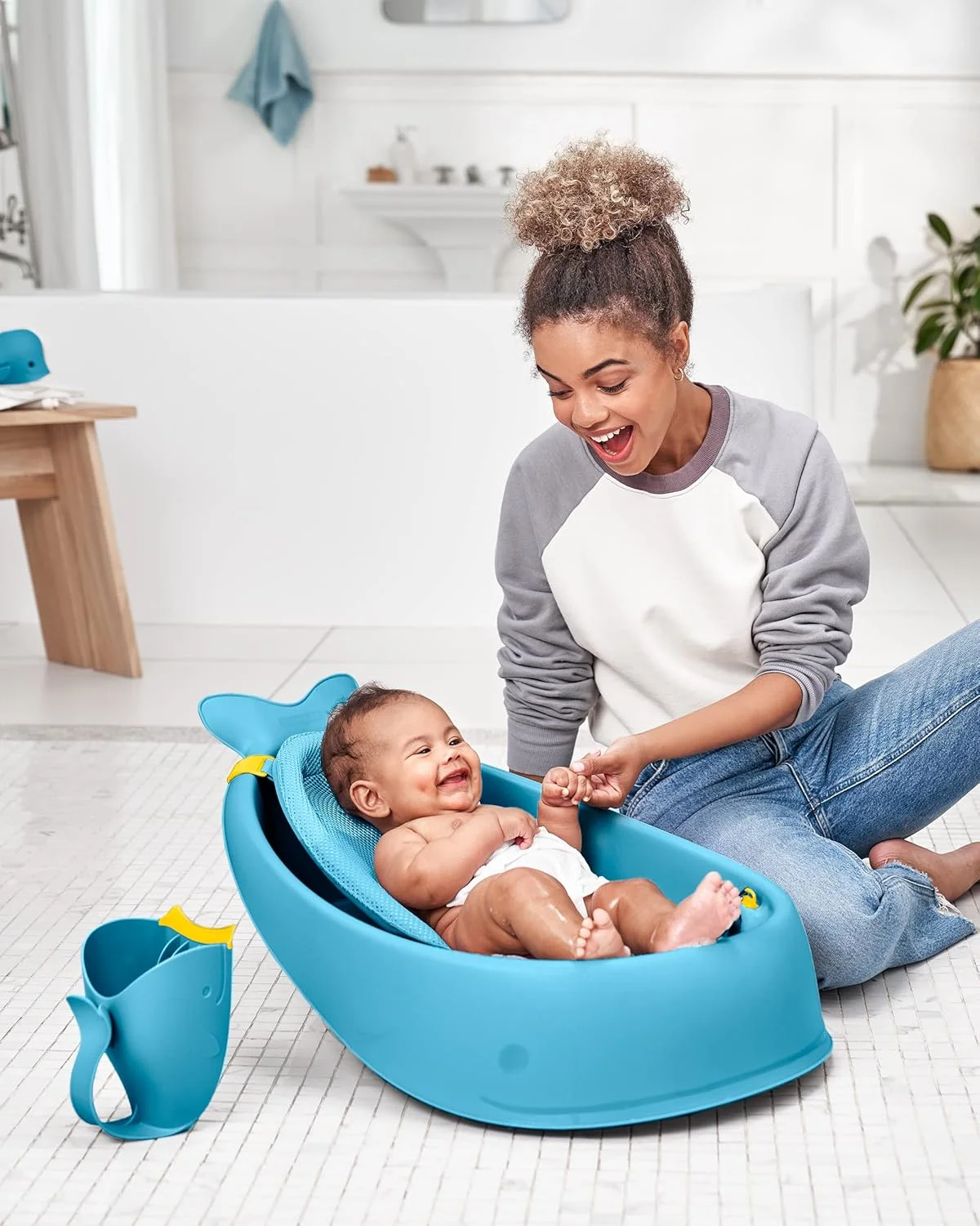 فنجان آبکشی حمام Skip Hop Moby: آبریز آبشاری بدون اشک، آبی