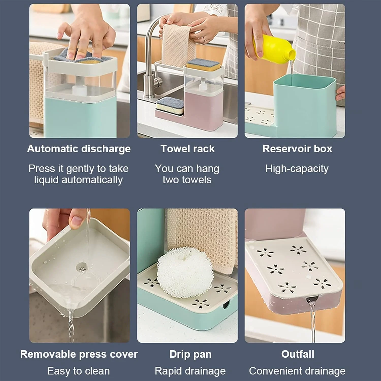 Soap Dispenser Kitchen Soap Dispenser with Sponge Holder Soap Dispenser with Sponge Pump Dispenser, for Home Hotel Bathroom Soap Dispenser for Bathroom Kitchen (Color : B Soap Dispenser Kitchen Soap Dispenser with Sponge Holder Soap Dispenser with Sponge Pump Dispenser, for Home Hotel Bathroom Soap Dispenser for Bathroom Kitchen (Color : B