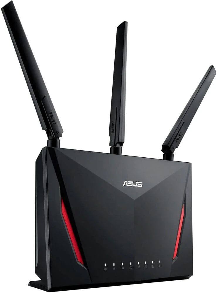 روتر گیمینگ وای فای ASUS AC2900 (RT-AC86U) - روتر اینترنت بی سیم گیگابیتی دو بانده، شتاب دهنده بازی WTFast، استریمینگ، سازگار با AiMesh، امنیت اینترنت مادام العمر