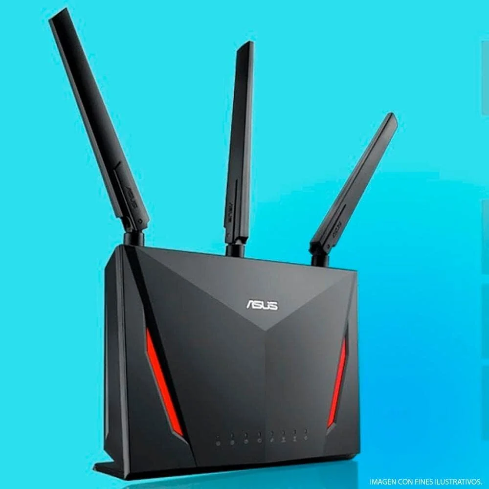 روتر گیمینگ وای فای ASUS AC2900 (RT-AC86U) - روتر اینترنت بی سیم گیگابیتی دو بانده، شتاب دهنده بازی WTFast، استریمینگ، سازگار با AiMesh، امنیت اینترنت مادام العمر روتر گیمینگ وای فای ASUS AC2900 (RT-AC86U) - روتر اینترنت بی سیم گیگابیتی دو بانده، شتاب دهنده بازی WTFast، استریمینگ، سازگار با AiMesh، امنیت اینترنت مادام العمر