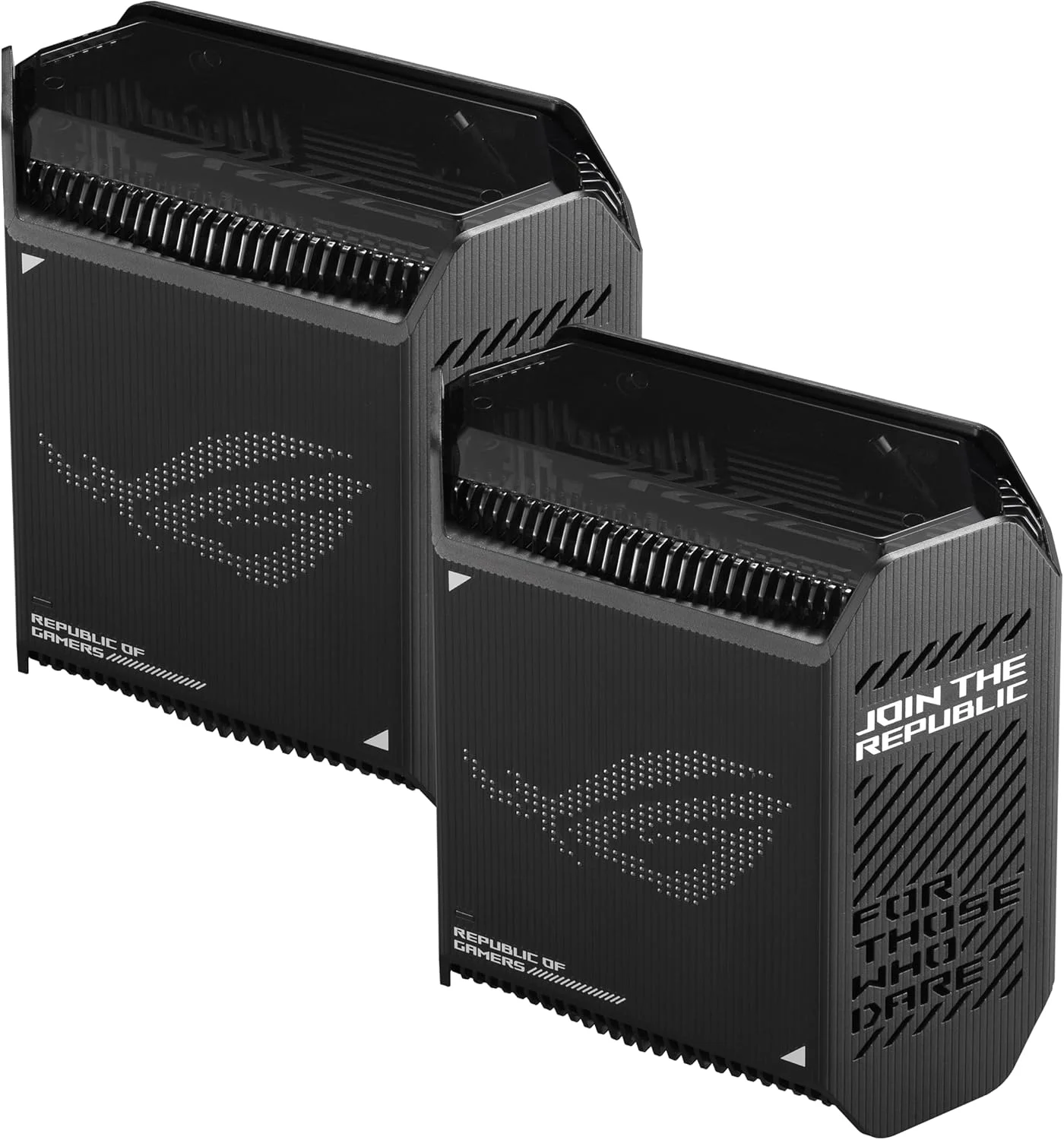 سیستم مش گیمینگ وای فای 6 سه بانده ایسوس ROG Rapture GT6 (2PK) AX10000، پوشش تا 540 متر مربع، پورت 2.5 گیگابیت بر ثانیه، شتاب دهنده سه سطحی بازی، UNII 4، امنیت اینترنت مادام العمر رایگان، مشکی