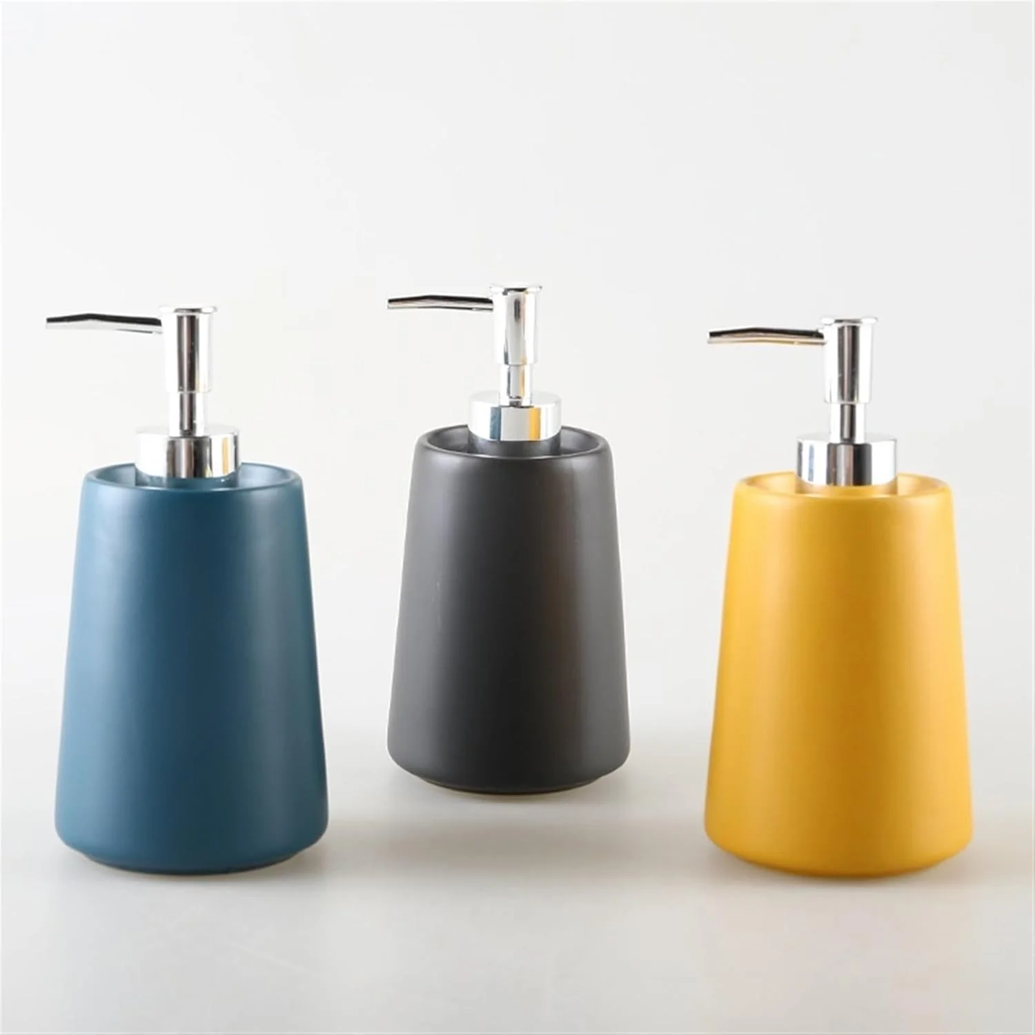 جامایع دستشویی سرامیکی مات 420 میلی لیتری مناسب سینک آشپزخانه و حمام، جا مایع ظرفشویی مدرن با پمپ