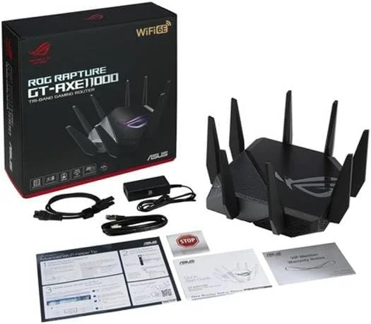 روتر سه بانده ASUS GT-AXE11000 WiFi 6E - سرعت 11000 مگابیت بر ثانیه، OFDMA و MU-MIMO، سازگار با AiMesh
