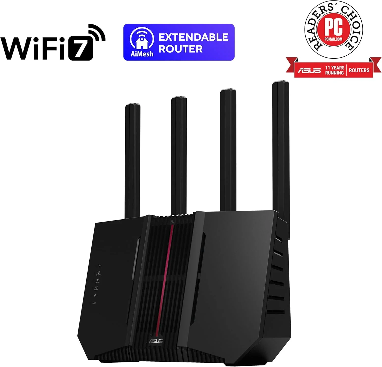 روتر ASUS RT-BE92U BE9700 Tri-Band WiFi 7، پشتیبانی از پهنای باند جدید 320 مگاهرتز و 4096-QAM، MLO، تشخیص AI WAN، پشتیبانی از AiMesh، امنیت شبکه بدون نیاز به اشتراک و ویژگی های جامع VPN