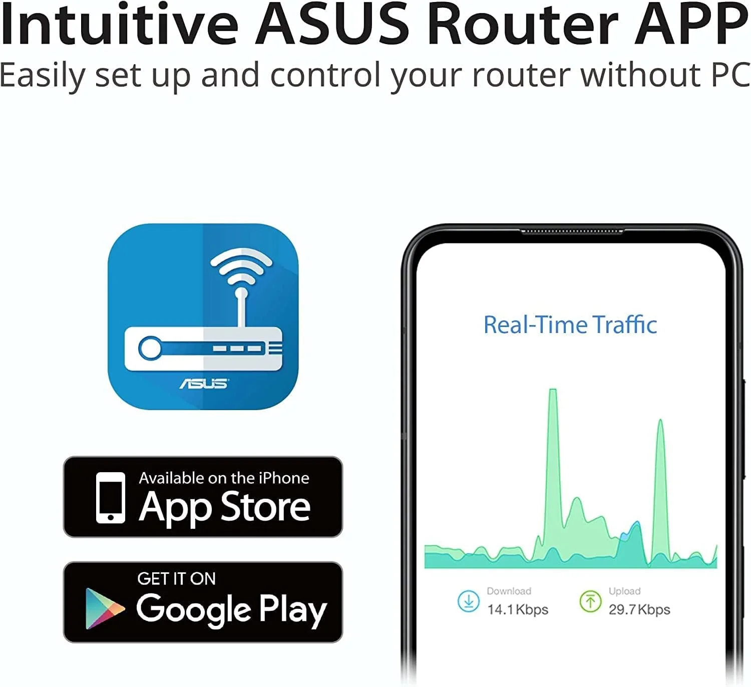 روتر توسعه‌پذیر دو بانده وای فای 6 ایسوس مدل RT-AX57 (AX3000)، امنیت شبکه بدون نیاز به اشتراک، Instant Guard، کنترل والدین پیشرفته، VPN داخلی، سازگار با AiMesh، مناسب برای گیمینگ و استریمینگ، خانه هوشمند