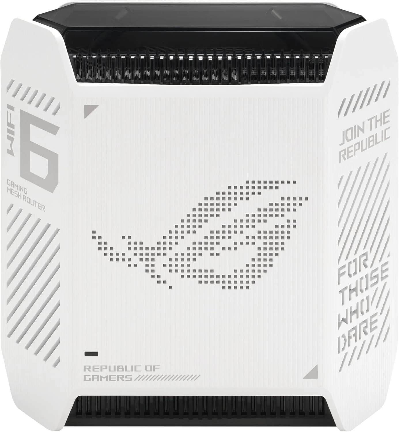 روتر گیمینگ سه بانده وای فای 6 ایسوس ROG Rapture GT6 (تک پک)، پوشش دهی تا 270 متر مربع، پورت 2.5 گیگابیتی، شتاب دهی سه سطحی بازی، UNII 4، امنیت اینترنتی مادام العمر، سفید مهتابی