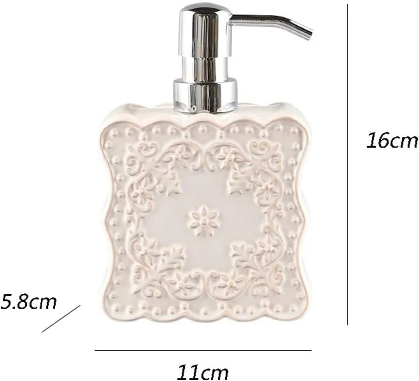 ظرف صابون مایع، شامپو و مایع دستشویی مناسب منزل، بطری فشاری، ظرف صابون سرامیکی طرح قدیمی مناسب حمام