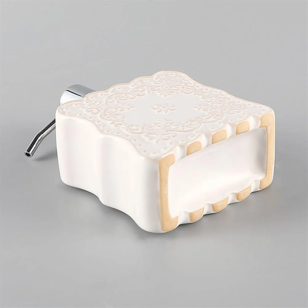 ظرف صابون مایع، شامپو و مایع دستشویی مناسب منزل، بطری فشاری، ظرف صابون سرامیکی طرح قدیمی مناسب حمام