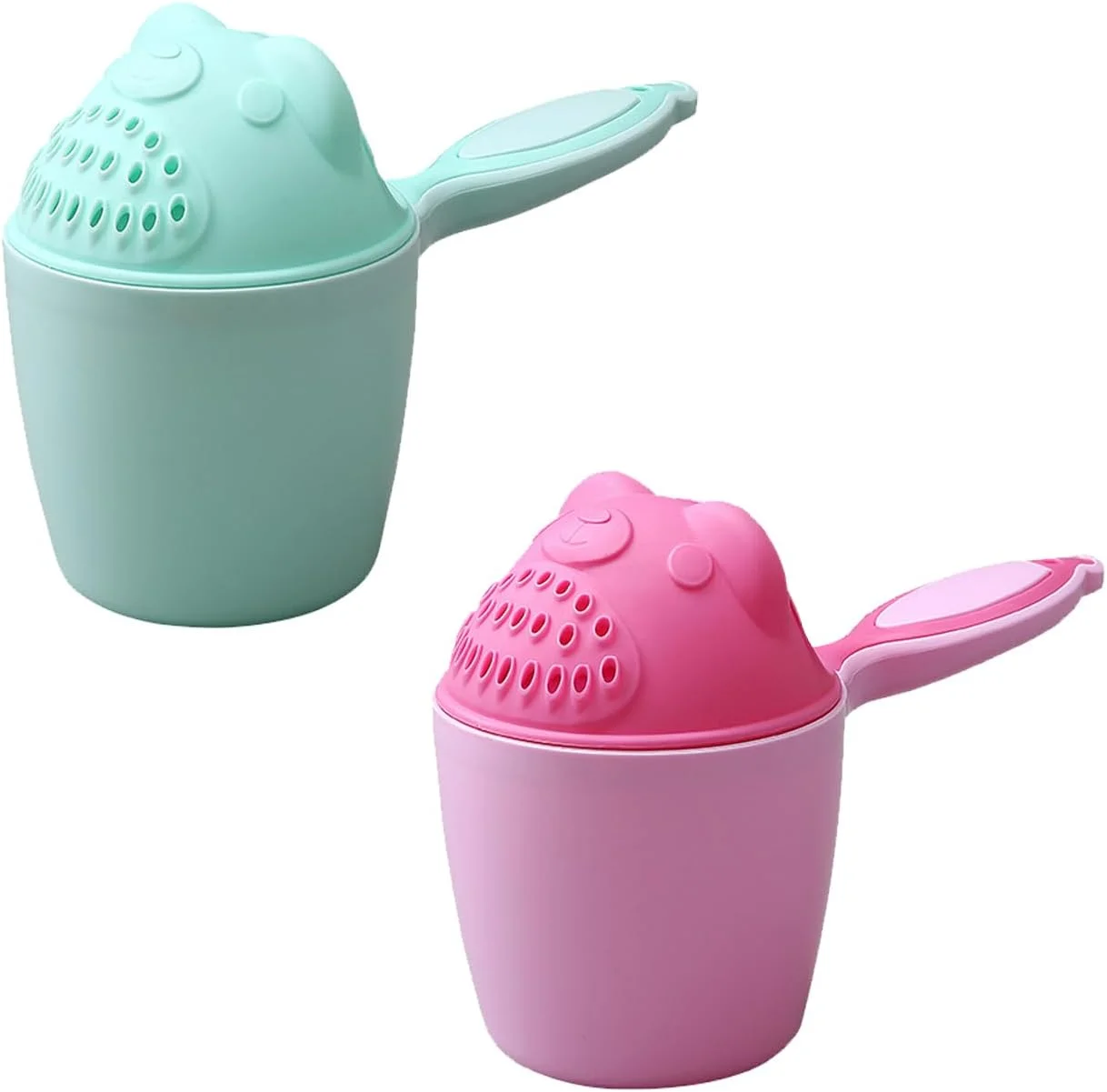 فنجان آبکشی حمام کودک 2 عددی، آبکشی شامپو با دسته، لوازم جانبی حمام برای وان کودک، فنجان های شستشوی ملایم کودک، ریختن آسان، ابزار حمام ایمن و بادوام