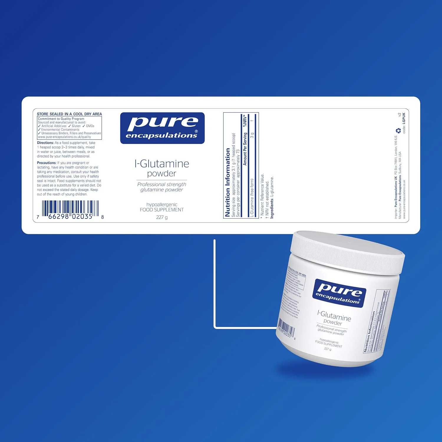 پودر ال-گلوتامین Pure Encapsulations - مکمل اسید آمینه ضد حساسیت - 227 گرم پودر ال-گلوتامین Pure Encapsulations - مکمل اسید آمینه ضد حساسیت - 227 گرم