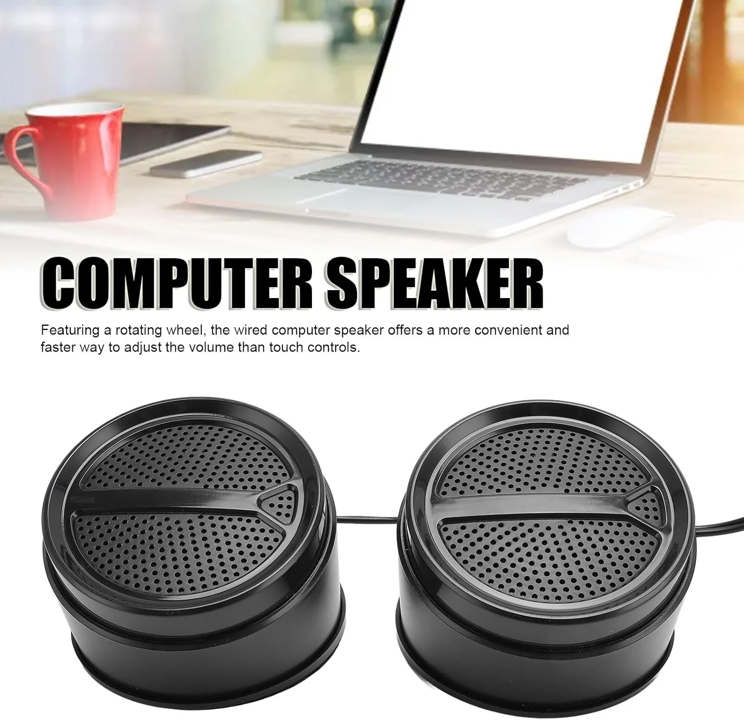 اسپیکر کامپیوتر سیم دار 3W با بیس تقویت شده و کنترل چرخشی صدا، اتصال USB برای لپ تاپ و کامپیوتر، مینی (غیر نورانی) اسپیکر کامپیوتر سیم دار 3W با بیس تقویت شده و کنترل چرخشی صدا، اتصال USB برای لپ تاپ و کامپیوتر، مینی (غیر نورانی)
