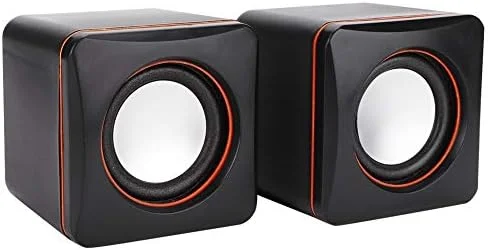 اسپیکر سیمی کوچک Hakeeta مدل Estink، جک 3.5 میلی متری، پورت USB، برای کامپیوتر، MP3، MP4، لپ تاپ (مشکی)
