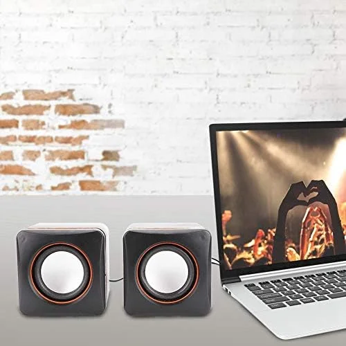 اسپیکر سیمی کوچک Hakeeta مدل Estink، جک 3.5 میلی متری، پورت USB، برای کامپیوتر، MP3، MP4، لپ تاپ (مشکی)