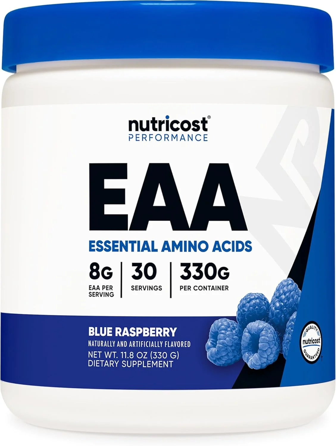 پودر EAA نوتری‌کاست، 30 سروینگ (تمشک آبی) - آمینو اسیدهای ضروری - غیر GMO، بدون گلوتن، مناسب گیاهخواران