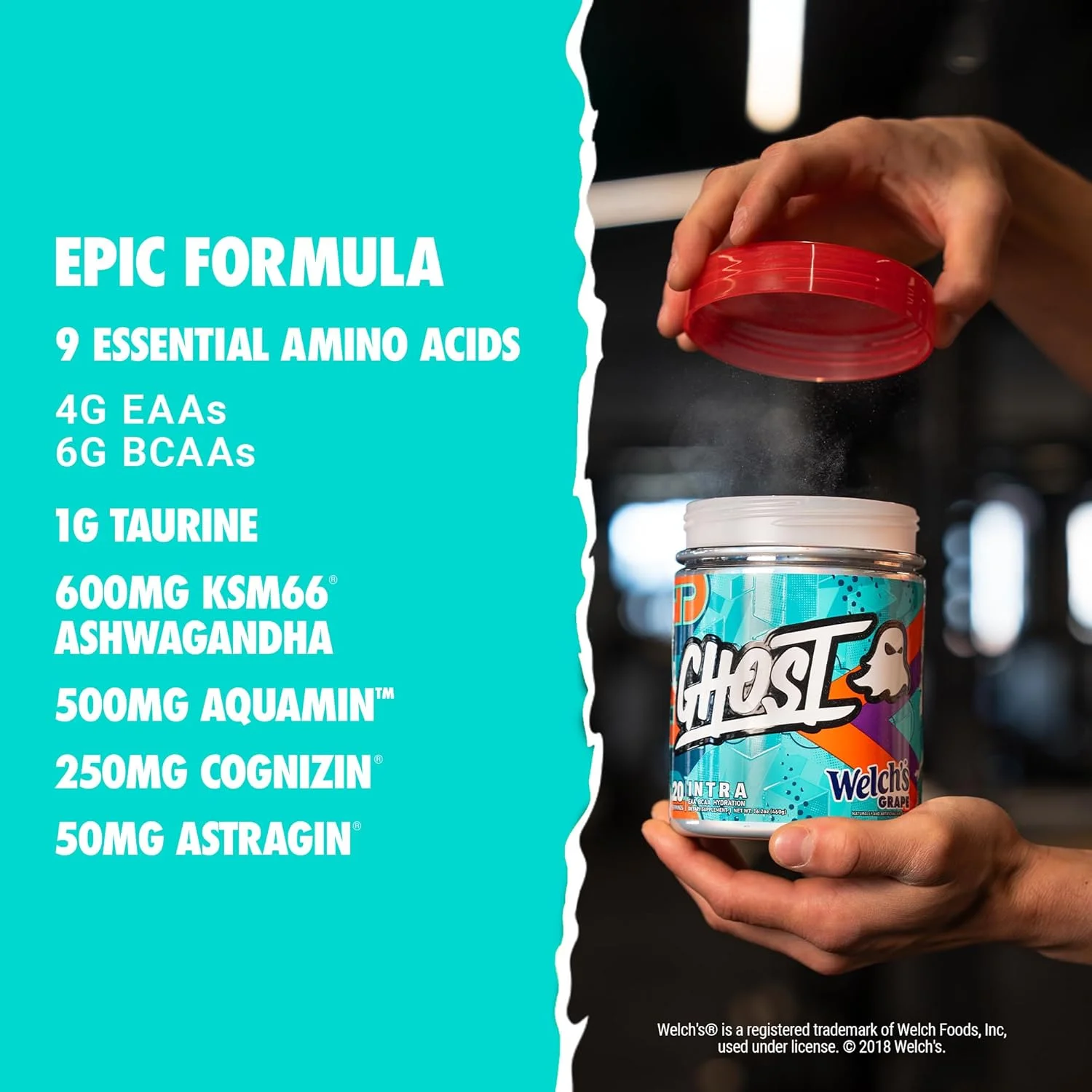 پودر حین تمرین GHOST - بی سی ای ای، ای ای ای و آبرسانی - آمینو اسیدهای ضروری و شاخه دار، پشتیبانی از ریکاوری عضلات و تمرکز - پودرهای قبل، حین و بعد از تمرین (20 سروینگ، انگور ولش) پودر حین تمرین GHOST - بی سی ای ای، ای ای ای و آبرسانی - آمینو اسیدهای ضروری و شاخه دار، پشتیبانی از ریکاوری عضلات و تمرکز - پودرهای قبل، حین و بعد از تمرین (20 سروینگ، انگور ولش)
