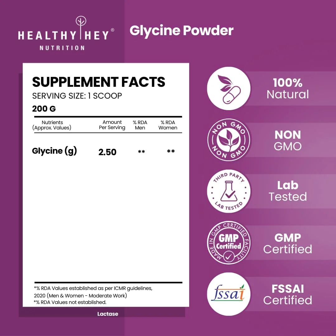 پودر گلیسین ورزشی HealthyHey - مکمل اسید آمینه - پشتیبانی از سلامت عضلات - 200 گرم - 80 سروینگ پودر گلیسین ورزشی HealthyHey - مکمل اسید آمینه - پشتیبانی از سلامت عضلات - 200 گرم - 80 سروینگ