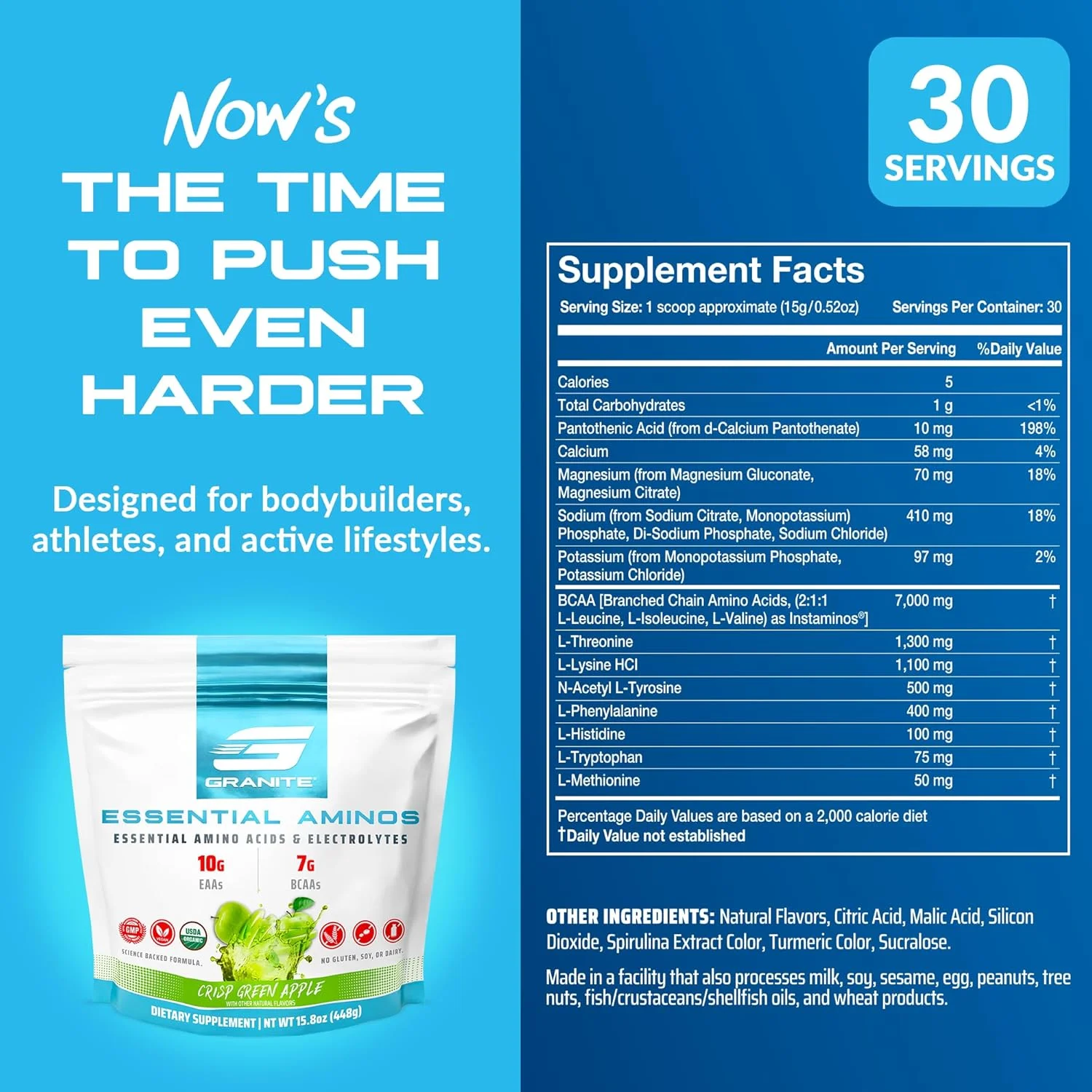 مکمل اسیدهای آمینه ضروری گرانیت + اسیدهای آمینه شاخه دار + الکترولیت ها (سیب سبز) | 10 گرم EAA + 7 گرم BCAA | پشتیبانی از رشد عضلات | بدون سویا + بدون گلوتن + وگان | ساخت آمریکا مکمل اسیدهای آمینه ضروری گرانیت + اسیدهای آمینه شاخه دار + الکترولیت ها (سیب سبز) | 10 گرم EAA + 7 گرم BCAA | پشتیبانی از رشد عضلات | بدون سویا + بدون گلوتن + وگان | ساخت آمریکا