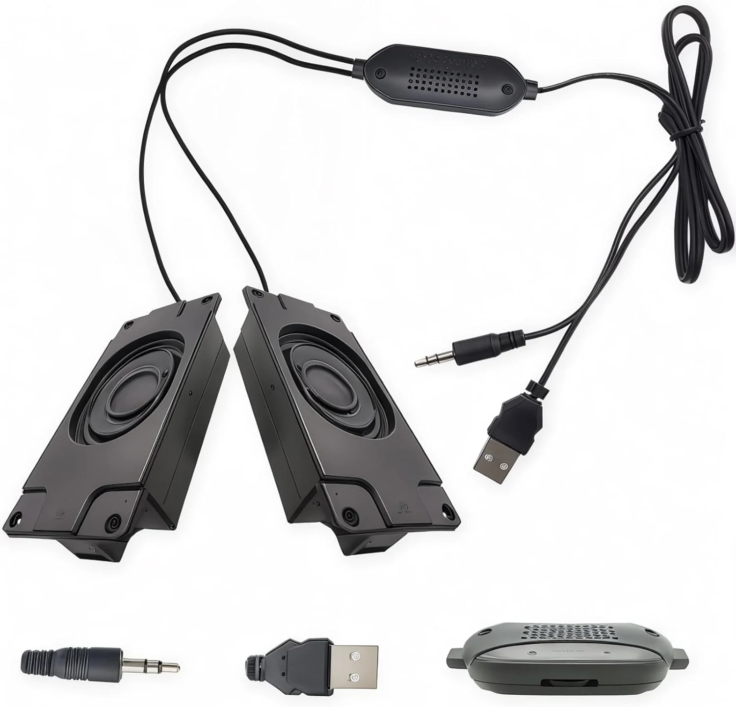 اسپیکر مینی CTRICALVER، 3 وات 8 اهم، پورت USB 5 ولت، پورت صوتی 3.5 میلی‌متری، طول کابل 1.5 متر، ساب ووفر 3 وات، مناسب برای کامپیوتر، سیستم صوتی خودرو، تجهیزات تلویزیون و سایر دستگاه‌های الکترونیکی