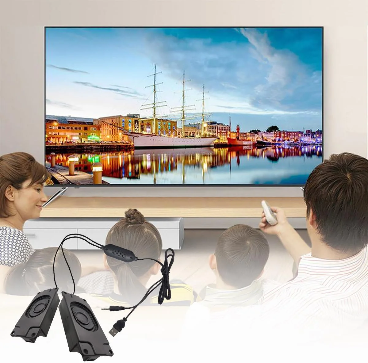 اسپیکر مینی CTRICALVER، 3 وات 8 اهم، پورت USB 5 ولت، پورت صوتی 3.5 میلی‌متری، طول کابل 1.5 متر، ساب ووفر 3 وات، مناسب برای کامپیوتر، سیستم صوتی خودرو، تجهیزات تلویزیون و سایر دستگاه‌های الکترونیکی