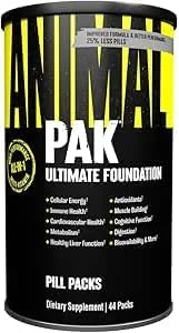 ANIMAL Pak Ultimate Foundation - کمپلکس مولتی ویتامین 12 در 1 با ویتامین ها، مواد معدنی و آمینو اسیدها - با ویتامین D3 K2 و منیزیم - 44 بسته 8 عددی قرص