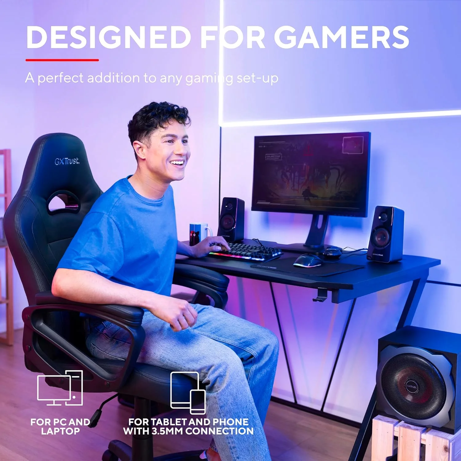 سیستم بلندگوی 2.1 تراست گیمینگ GXT 38 مشکی سیمی 60 وات