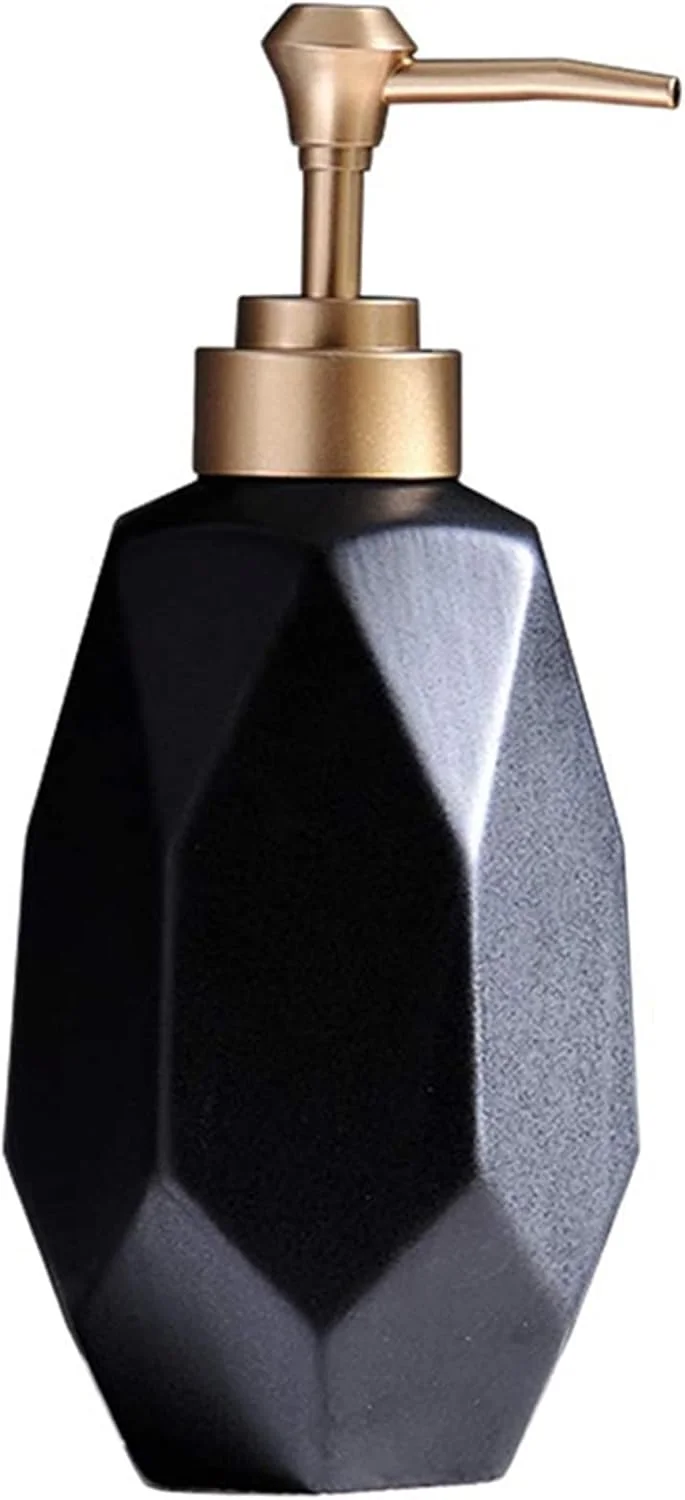 ظرف صابون پمپ دار، ظرف صابون مایع، ظرف لوسیون سرامیکی برای حمام، آشپزخانه، منزل، دستشویی، ظرف صابون مشکی برای حمام و آشپزخانه