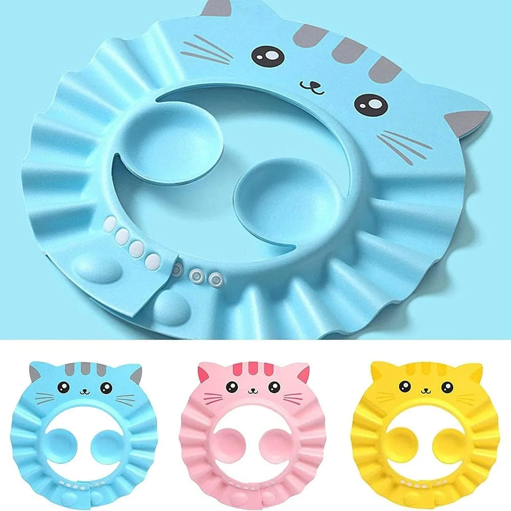 کلاه حمام کودک مامو بیر - نقاب دوش سیلیکونی قابل تنظیم، محافظ شامپو برای کودکان (بسته 3 عددی)