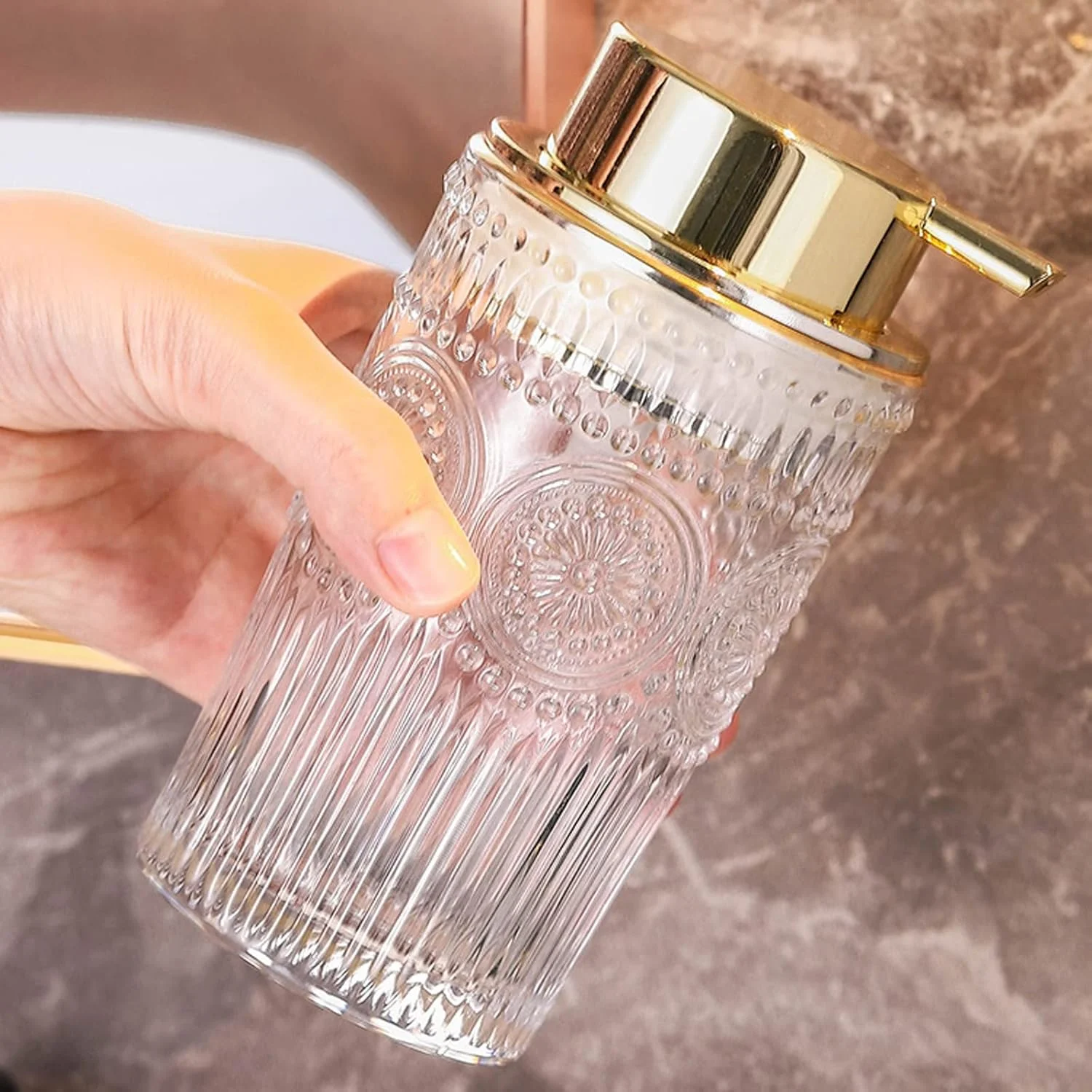 جا مایع دستشویی، جا مایع دستشویی شیشه ای شفاف با پمپ، جا مایع لوسیون و روغن های ضروری برای آشپزخانه و حمام، جا مایع دستشویی آشپزخانه جا مایع دستشویی، جا مایع دستشویی شیشه ای شفاف با پمپ، جا مایع لوسیون و روغن های ضروری برای آشپزخانه و حمام، جا مایع دستشویی آشپزخانه