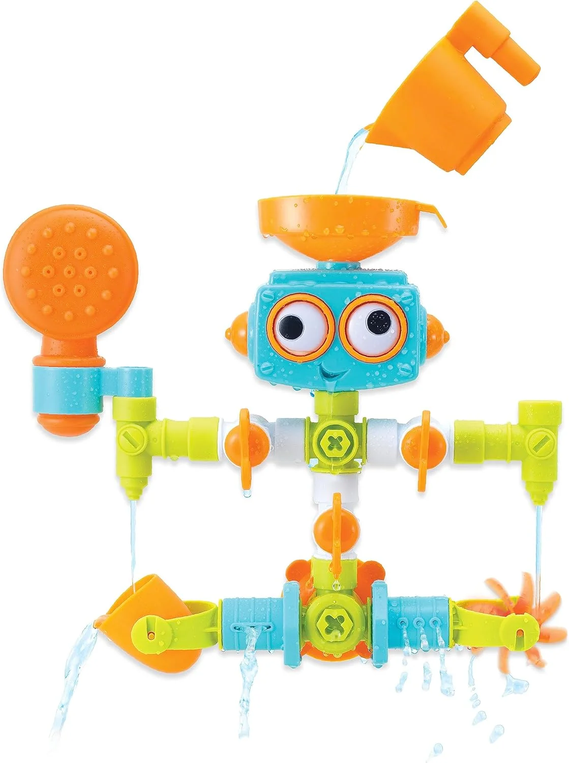 Infantino - مجموعه لوله کشی حسی Plug & Play - اسباب بازی ربات حمام 16 تکه برای کاوش حسی و یادگیری علت و معلول