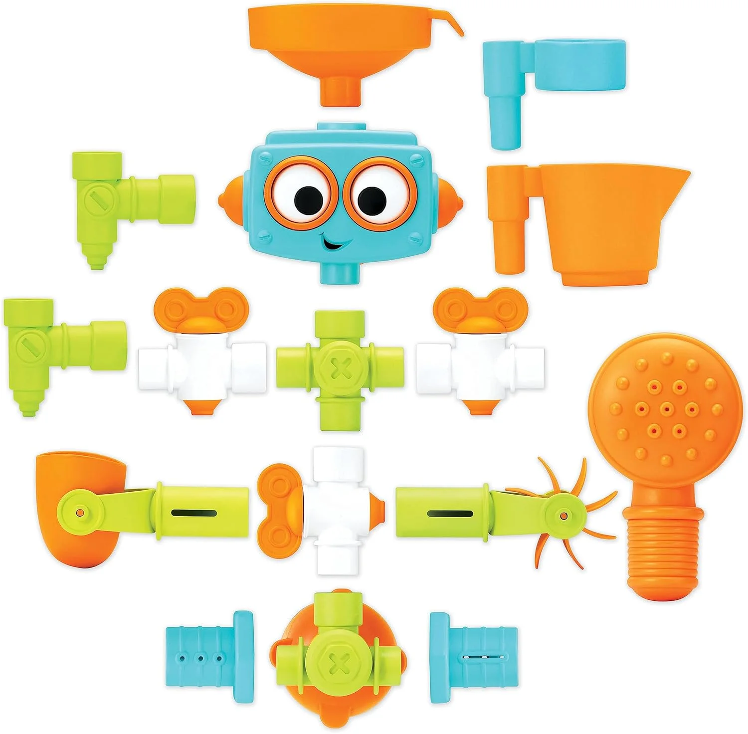 Infantino - مجموعه لوله کشی حسی Plug & Play - اسباب بازی ربات حمام 16 تکه برای کاوش حسی و یادگیری علت و معلول Infantino - مجموعه لوله کشی حسی Plug & Play - اسباب بازی ربات حمام 16 تکه برای کاوش حسی و یادگیری علت و معلول
