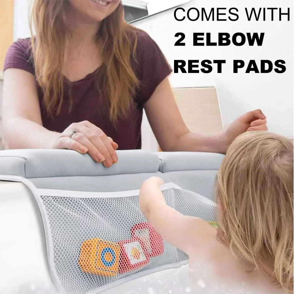 زانو بند و پد استراحت آرنج راحت فانیتو برای حمام کردن نوزاد توسط والدین - تشک فوم بدون درد با جیب های سازمان دهنده اسباب بازی - خشک شدن سریع، تاشو، ضد لغزش برای حمام کردن نوزاد و کودک نوپا