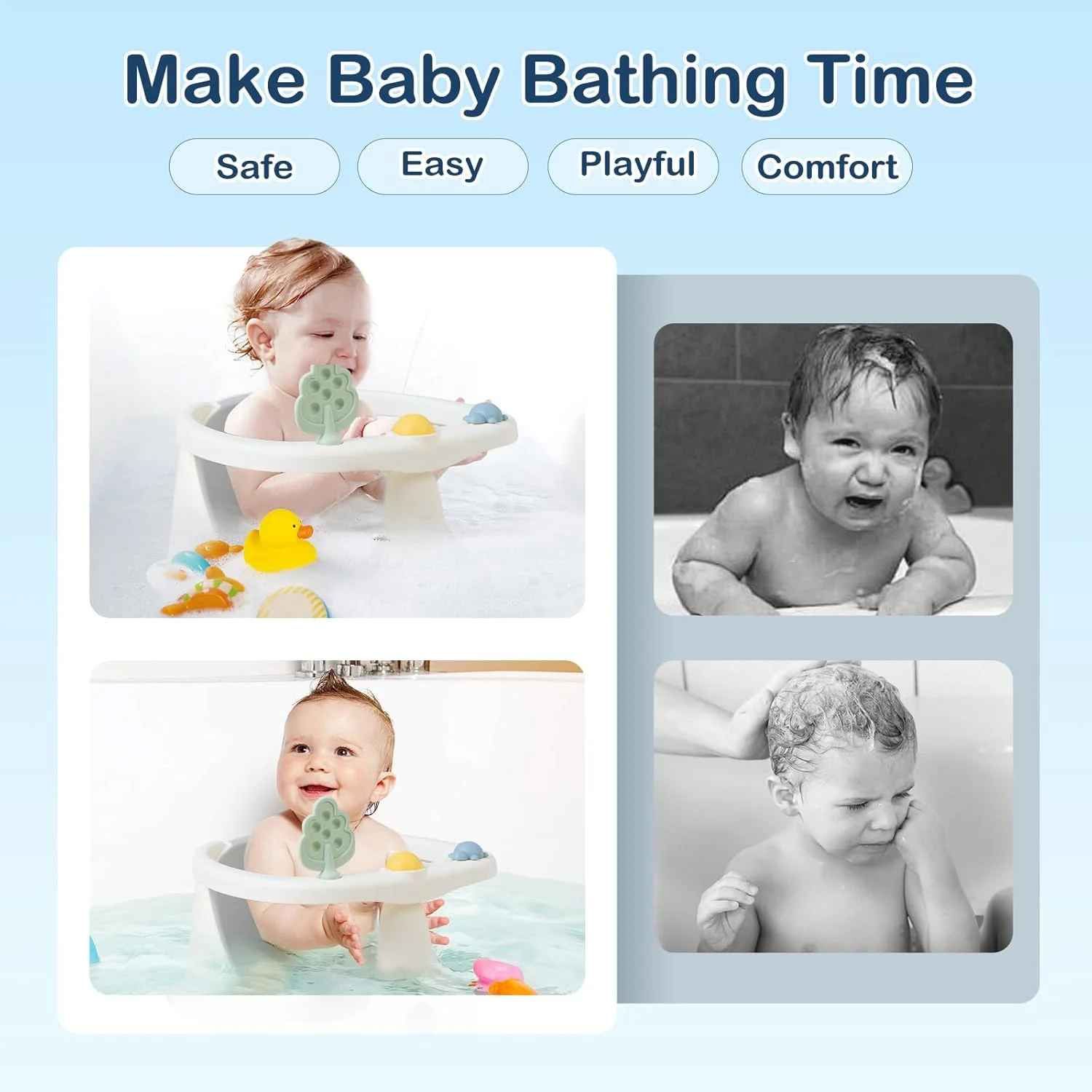 صندلی حمام کودک ERTYU مناسب برای کودکان 6-18 ماهه، صندلی وان حمام برای صندلی نشیمن کودک با نمایشگر دمای آب، لوازم ضروری نوزاد، وان کودک نوپا، تکیه گاه دوش نشسته صندلی حمام کودک ERTYU مناسب برای کودکان 6-18 ماهه، صندلی وان حمام برای صندلی نشیمن کودک با نمایشگر دمای آب، لوازم ضروری نوزاد، وان کودک نوپا، تکیه گاه دوش نشسته