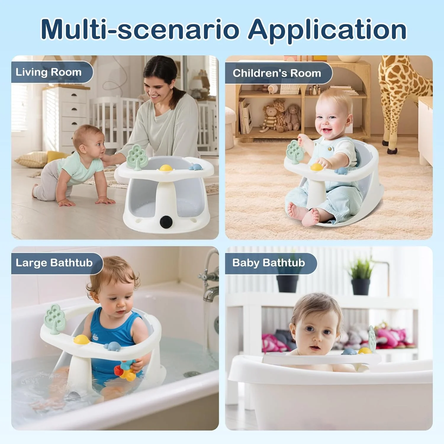 صندلی حمام کودک ERTYU مناسب برای کودکان 6-18 ماهه، صندلی وان حمام برای صندلی نشیمن کودک با نمایشگر دمای آب، لوازم ضروری نوزاد، وان کودک نوپا، تکیه گاه دوش نشسته صندلی حمام کودک ERTYU مناسب برای کودکان 6-18 ماهه، صندلی وان حمام برای صندلی نشیمن کودک با نمایشگر دمای آب، لوازم ضروری نوزاد، وان کودک نوپا، تکیه گاه دوش نشسته