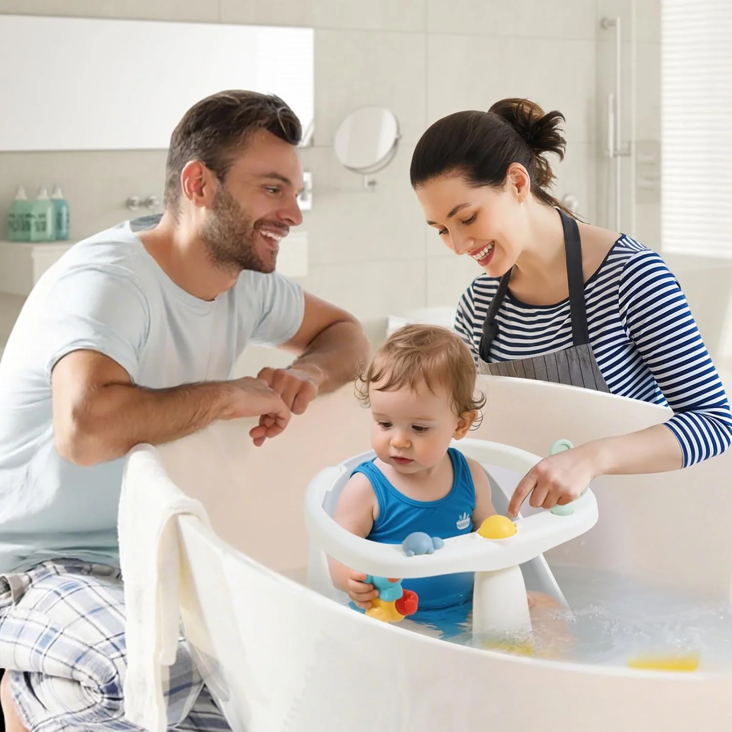 صندلی حمام کودک ERTYU مناسب برای کودکان 6-18 ماهه، صندلی وان حمام برای صندلی نشیمن کودک با نمایشگر دمای آب، لوازم ضروری نوزاد، وان کودک نوپا، تکیه گاه دوش نشسته صندلی حمام کودک ERTYU مناسب برای کودکان 6-18 ماهه، صندلی وان حمام برای صندلی نشیمن کودک با نمایشگر دمای آب، لوازم ضروری نوزاد، وان کودک نوپا، تکیه گاه دوش نشسته