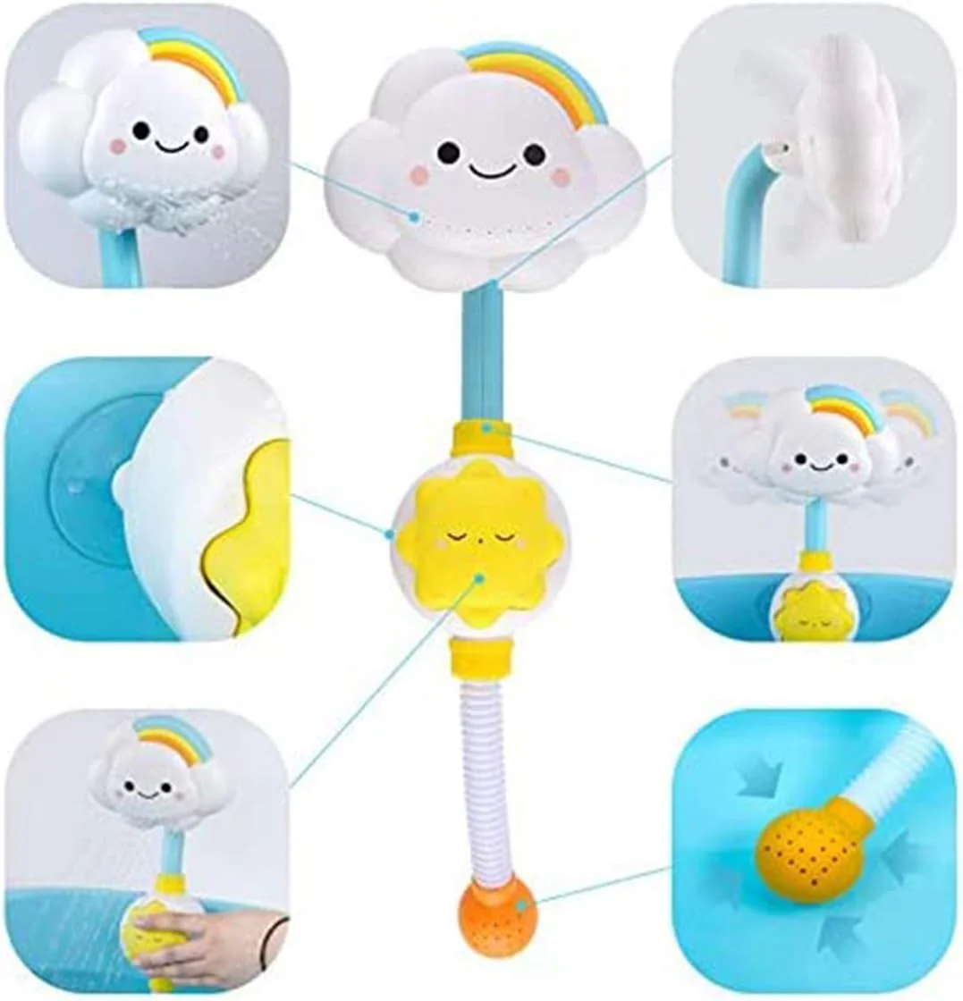 اسباب بازی حمام دلفینو برای کودکان نوپا، اسباب بازی دوش حمام کودک، اسباب بازی اسپری آب حمام، ابر دوست داشتنی رنگین کمان، شیر دوش آب پاش برای کودکان نوپا، اسباب بازی حمام ابری کودک