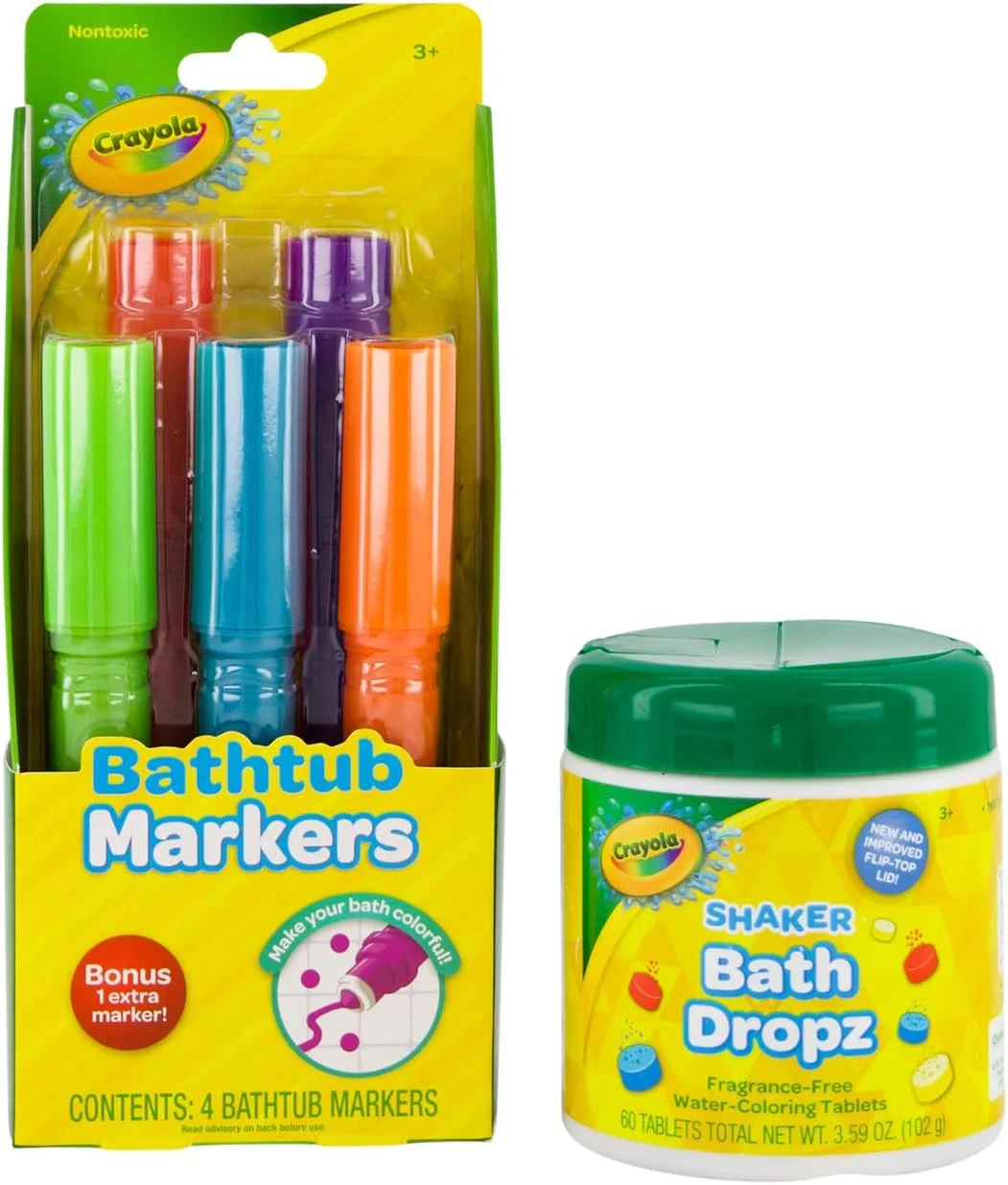 ماژیک های حمام کرایولا و قرص های رنگی حمام کرایولا، 60 عدد - سرگرمی خلاقانه را به زمان حمام بیاورید - غیر سمی