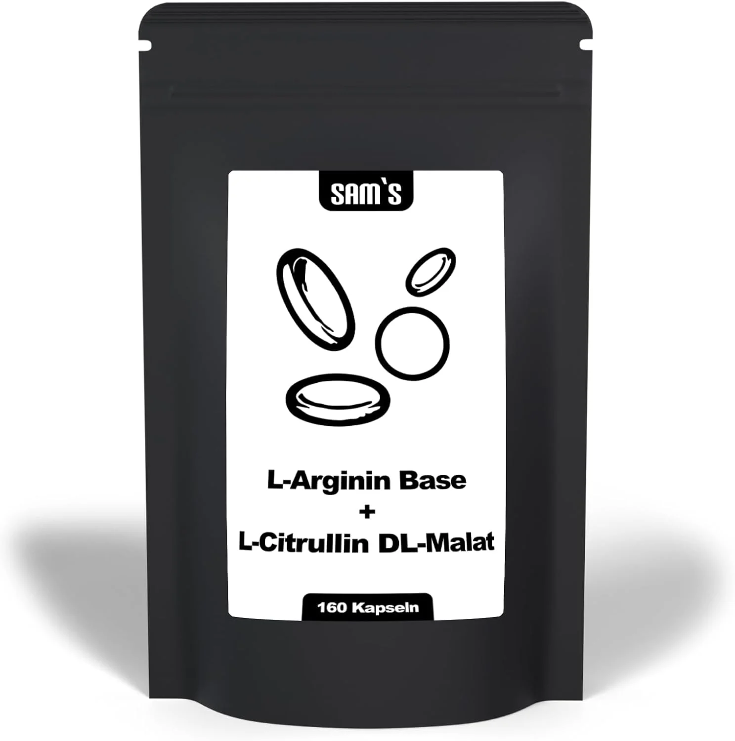 ال-آرژنین + ال-سیترولین SAM'S، آرژنین گیاهی با خلوص 99٪، 160 کپسول، دوز بالا، وگان، تولید شده در آلمان