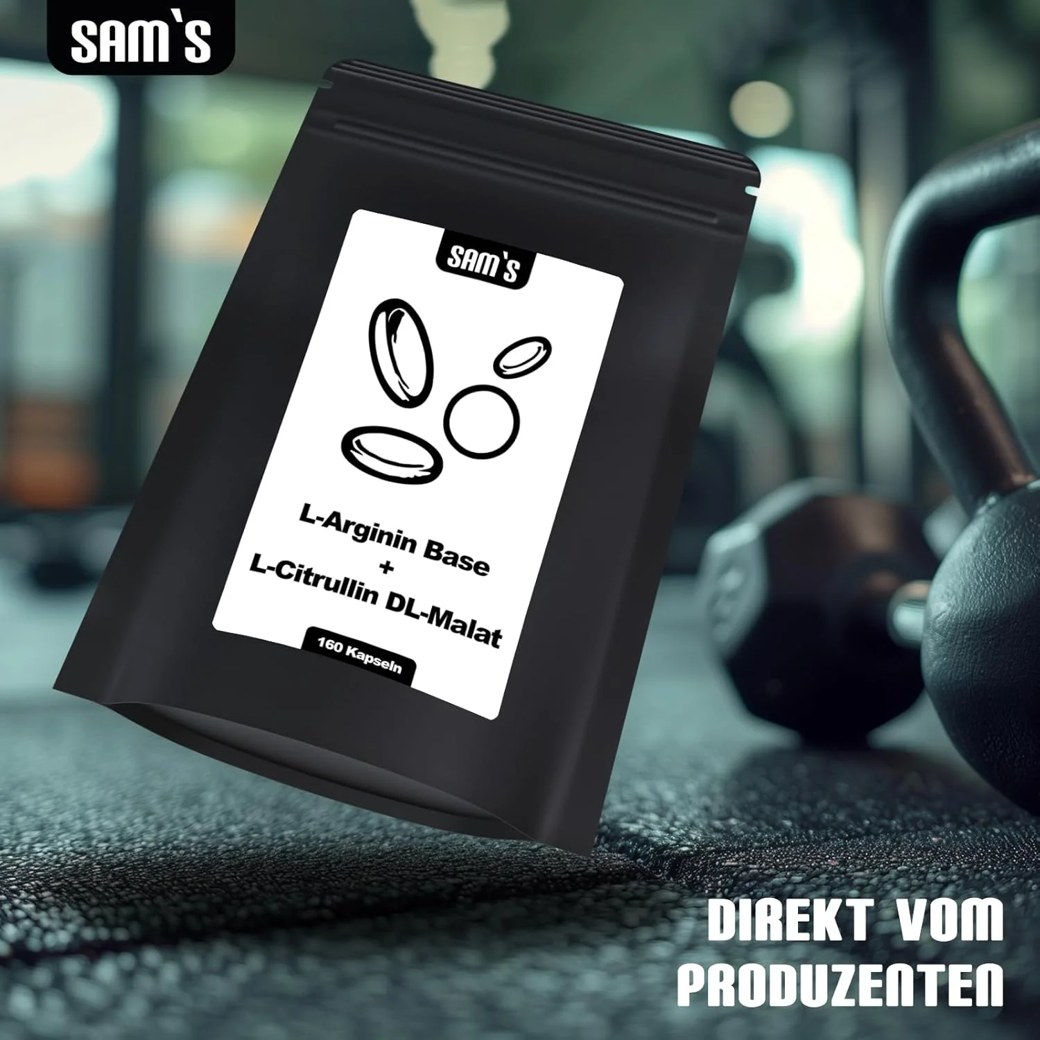 ال-آرژنین + ال-سیترولین SAM'S، آرژنین گیاهی با خلوص 99٪، 160 کپسول، دوز بالا، وگان، تولید شده در آلمان