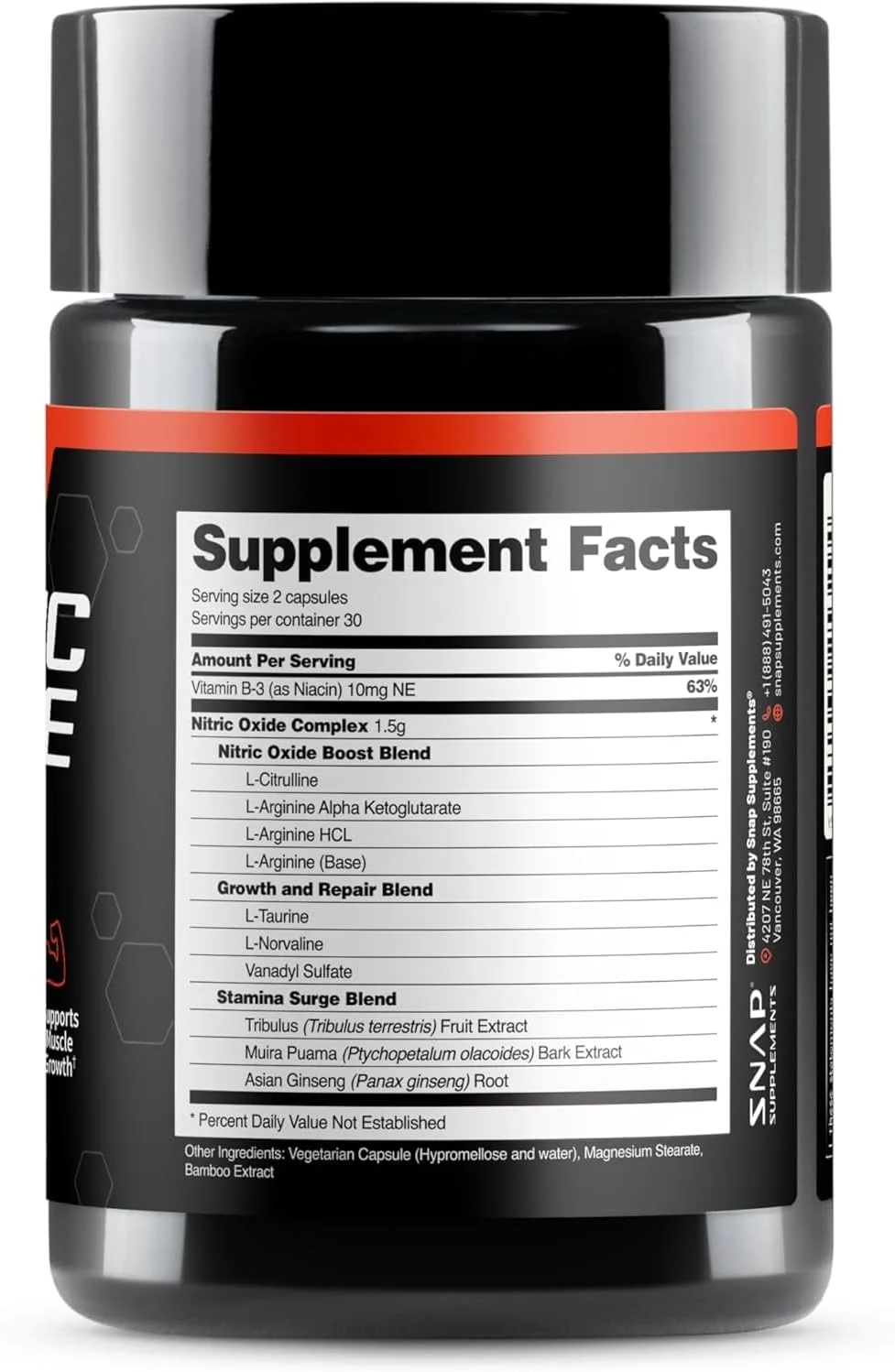 مکمل اکسید نیتریک Snap Supplements - مکمل قبل از تمرین با ال آرژنین، ال سیترولین، تورین برای عضله سازی، قدرت و استقامت، انرژی آمینو، 60 کپسول مکمل اکسید نیتریک Snap Supplements - مکمل قبل از تمرین با ال آرژنین، ال سیترولین، تورین برای عضله سازی، قدرت و استقامت، انرژی آمینو، 60 کپسول