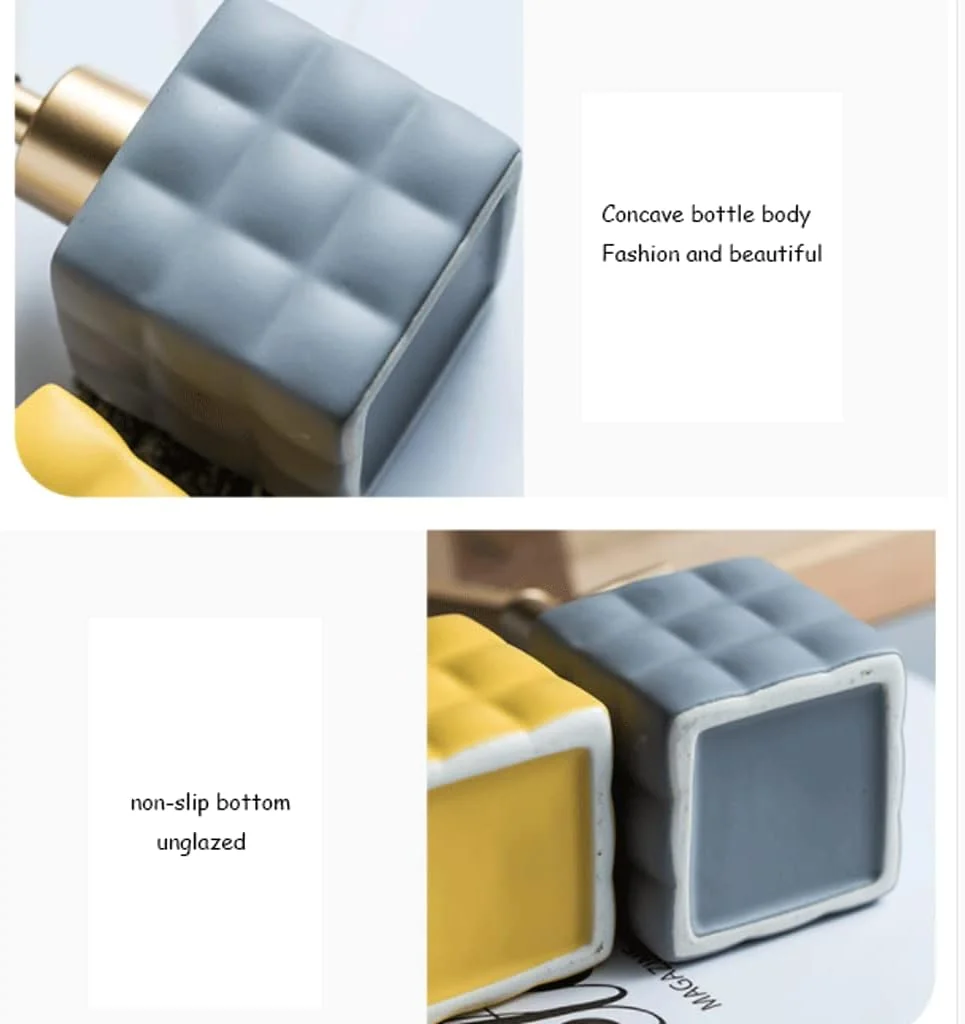 ظرف صابون سرامیکی 220 میلی لیتری / 8 اونس، پخش کننده مایع صابون حمام، لوازم جانبی قابل حمل حمام، بطری پمپ پخش کننده لوسیون قابل شارژ