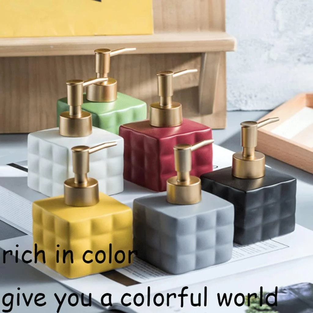 ظرف صابون سرامیکی 220 میلی لیتری / 8 اونس، پخش کننده مایع صابون حمام، لوازم جانبی قابل حمل حمام، بطری پمپ پخش کننده لوسیون قابل شارژ