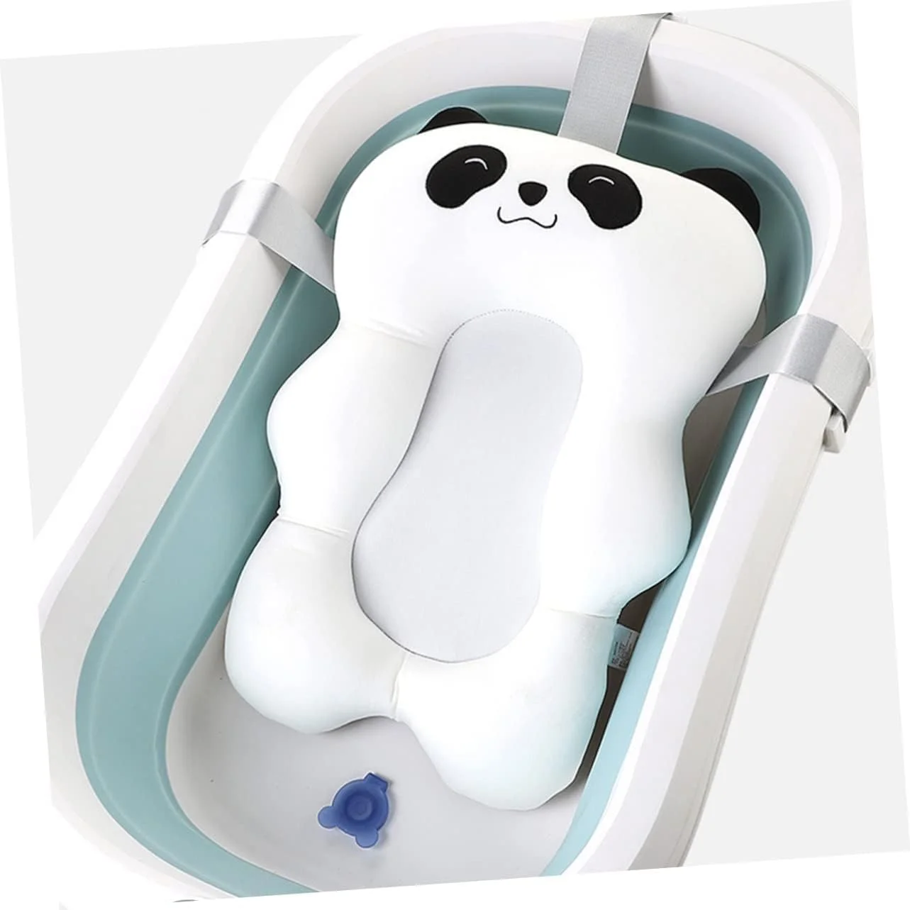 بالش آغوشی نوزاد، تشک پاندا برای حمام، توری حمام، پشتیبانی از وان با پد، مناسب نوزاد تازه متولد شده و کودک نوپا، پشتیبانی ضخیم برای نشستن در حمام، صندلی سفید ضد لغزش قابل تنظیم برای نوزاد