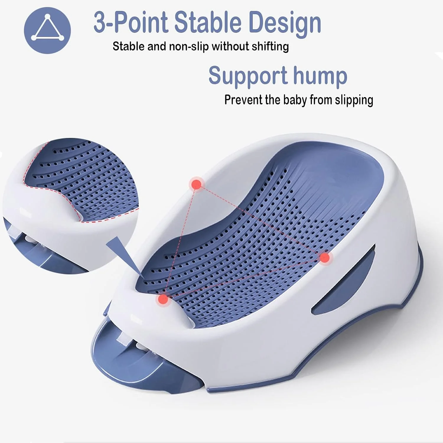 وان حمام کودک U HOOME، وان حمام ضد لغزش و ضد آب برای نوزاد، مناسب برای نوزادان 0 تا 6 ماهه، توری حمام نوزاد، نگهدارنده درازکش، تشک حمام